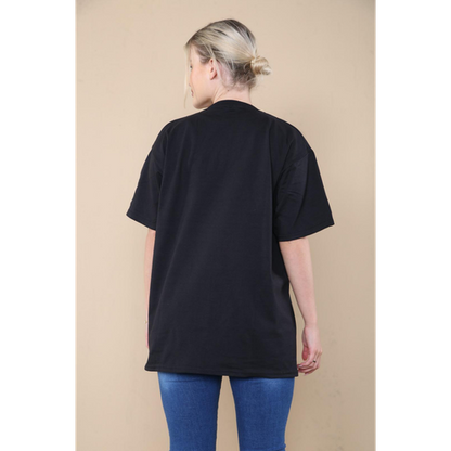Oversized Sequin Eye Printed Short Sleeves T Shirt Top
