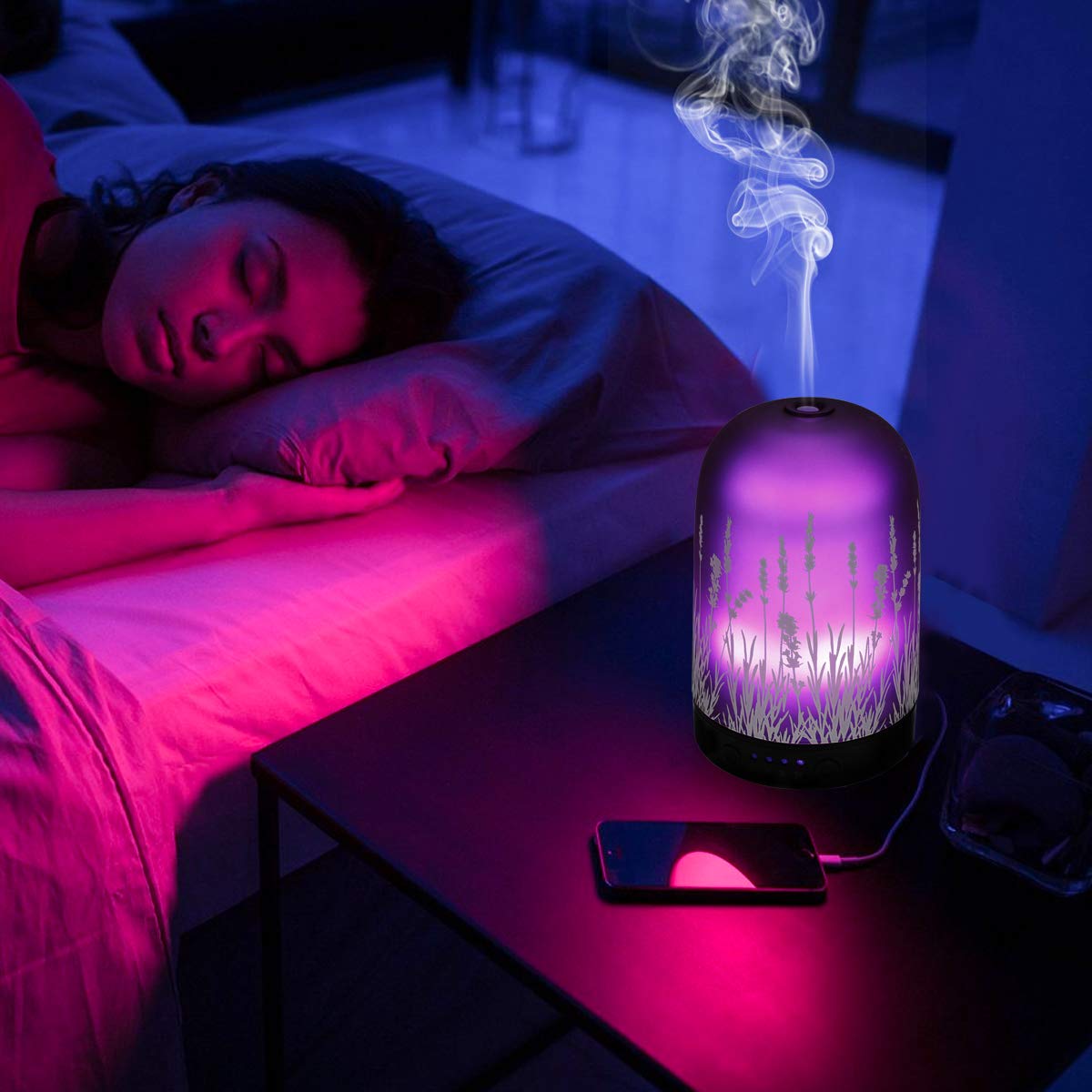 Essential Oil Ultrasonic Aroma Diffuser with soothing lavender light
