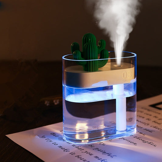 Air Humidifier and Diffuser with modern cactus design and LED Lighting