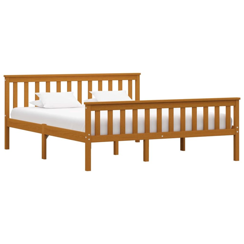 Contemporary Bed Frame White, Grey, Dark Brown, Honey Brown - Solid Pinewood